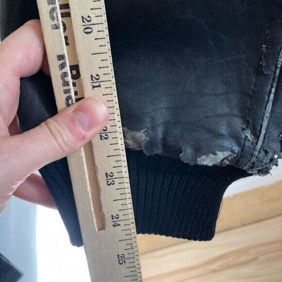 Destroyed Vintage 80s Pierre Cardin Men's Size 42 Leather Bomber Jacket Grunge - Picture 15 of 16